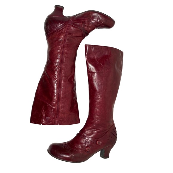 Miz Mooz Burgundy Leather Heeled Boots - Picture 7 of 17